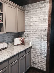 Imitation brick in the kitchen photo