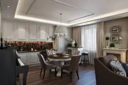 Neoclassicism In The Interior Of The Kitchen-Living Room Combined