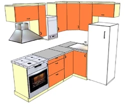 Дызайн кухні 5м2 з халадзільнікам з калонкай у хрушчоўцы