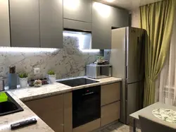 Design of 8 meter kitchen with refrigerator