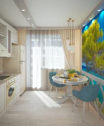 Дизайн 8 метровой кухни с холодильником