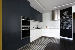 Black appliances in the kitchen interior photo