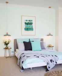 Bedroom interior in mint tones