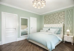 Bedroom interior in mint tones