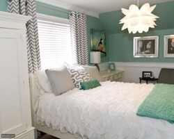 Bedroom interior in mint tones