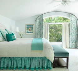 Bedroom interior in mint tones