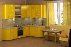 Кухня зялёна жоўтага інтэр'еру