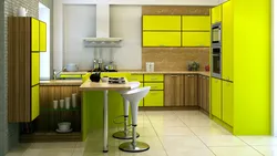 Kitchen green yellow interior