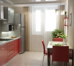 Apartment design kitchen with balcony door