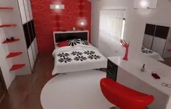 Qırmızı tonlarda yataq otağı dizaynı