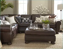 Interior with brown sofa in modern style living room