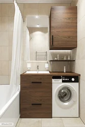 Bathroom design photo for a small bath with a washing machine