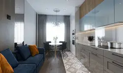 Kitchen design 17 m with sofa photo