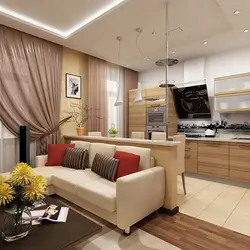 Interior Of A Small Living Room Combined With Kitchen