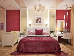 Photo Of A Bedroom In Burgundy Tones Photo