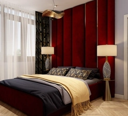 Photo of a bedroom in burgundy tones photo