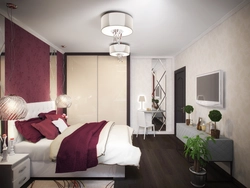 Photo of a bedroom in burgundy tones photo