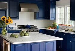 Color combination with blue in the kitchen interior photo