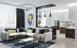 Interior design of kitchen living room in modern