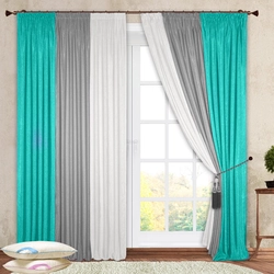 Combined Curtains For The Living Room In A Modern Style Photo