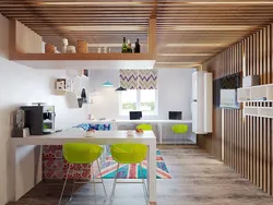 Kitchen ceiling with slats photo