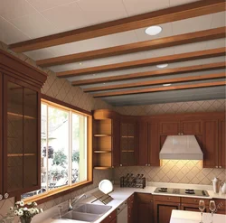 Kitchen ceiling with slats photo