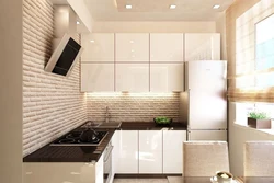 Kitchen In A Small Apartment Photo With Refrigerator Design