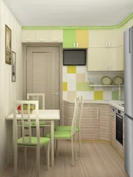 Kitchen In A Small Apartment Photo With Refrigerator Design