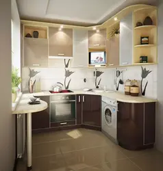 Kitchen in a small apartment photo with refrigerator design