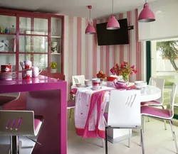 Розовый Цвет С Каким Цветом Сочетается В Интерьере Кухни Фото