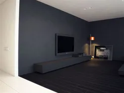 Black floor in the living room interior