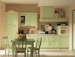 Olive color combination in the kitchen interior photo