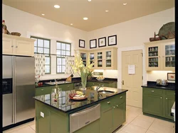 Olive Color Combination In The Kitchen Interior Photo