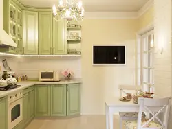 Olive color combination in the kitchen interior photo