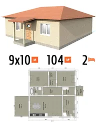 Project of one-story houses with 2 bedrooms photo