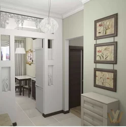 Combined hallway with kitchen design photo in the house