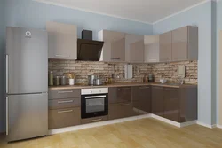 Kitchen gray beige in modern style photo