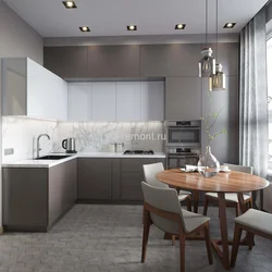 Kitchen gray beige in modern style photo