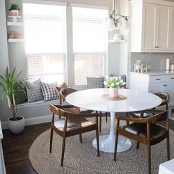 Interior kitchen living room with round table