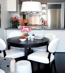 Interior kitchen living room with round table