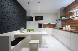 Kitchen without wall cabinets modern style photo corner