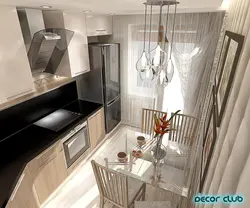 Kitchen design 8 meters with balcony