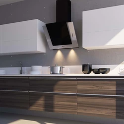 Kitchen Design With An Inclined Hood In The Interior