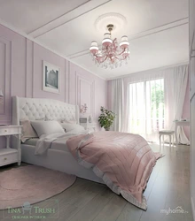 Интерьер спальни в серо розовых тонах