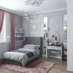 Bedroom Interior In Gray And Pink Tones