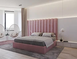 Bedroom Interior In Gray And Pink Tones