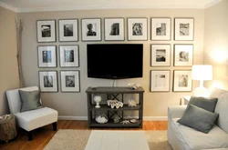 Placement of photos on the wall in the living room
