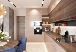 Beige kitchens in the interior photo in a modern style