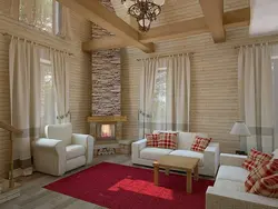 Дизайн гостиных комнат деревянных домов