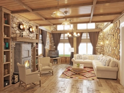 Design of living rooms of wooden houses
